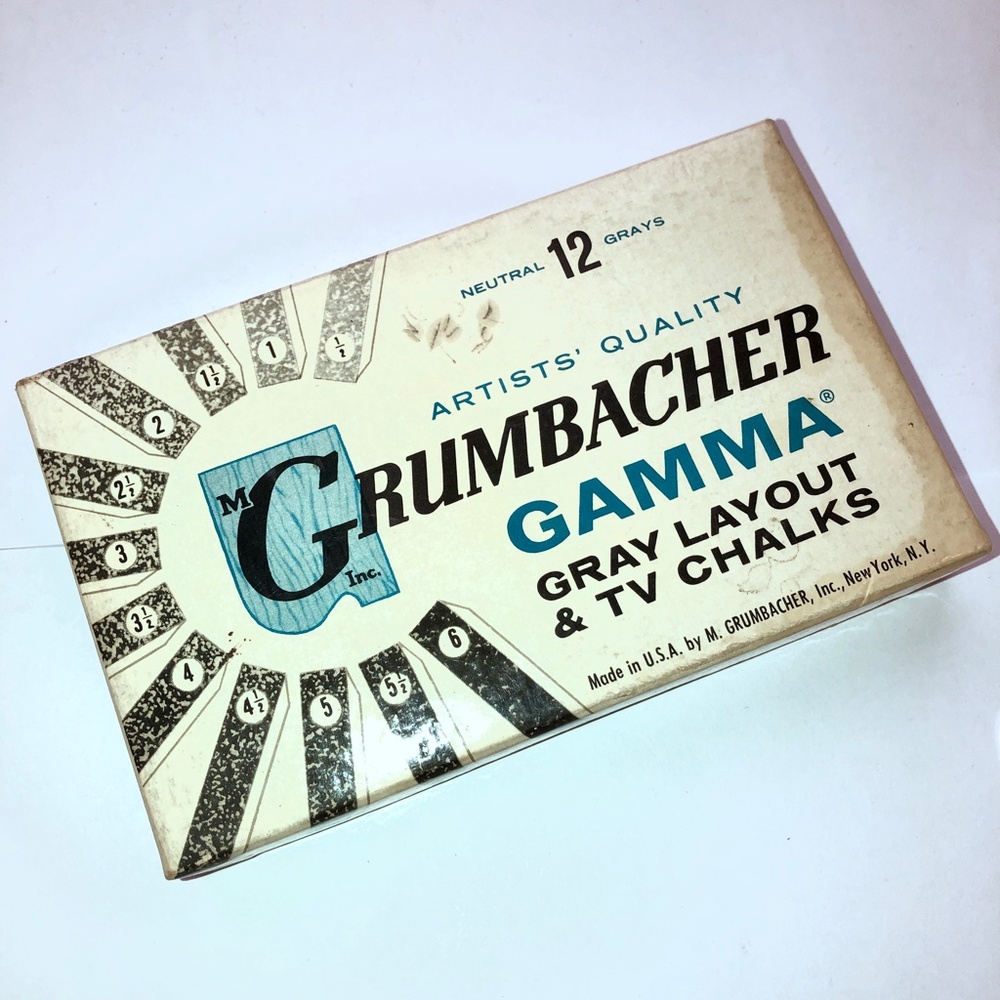 GRUMBACHER Gamma Gray Layout & TV Chalks Set of 12 (665 Like Pastels)